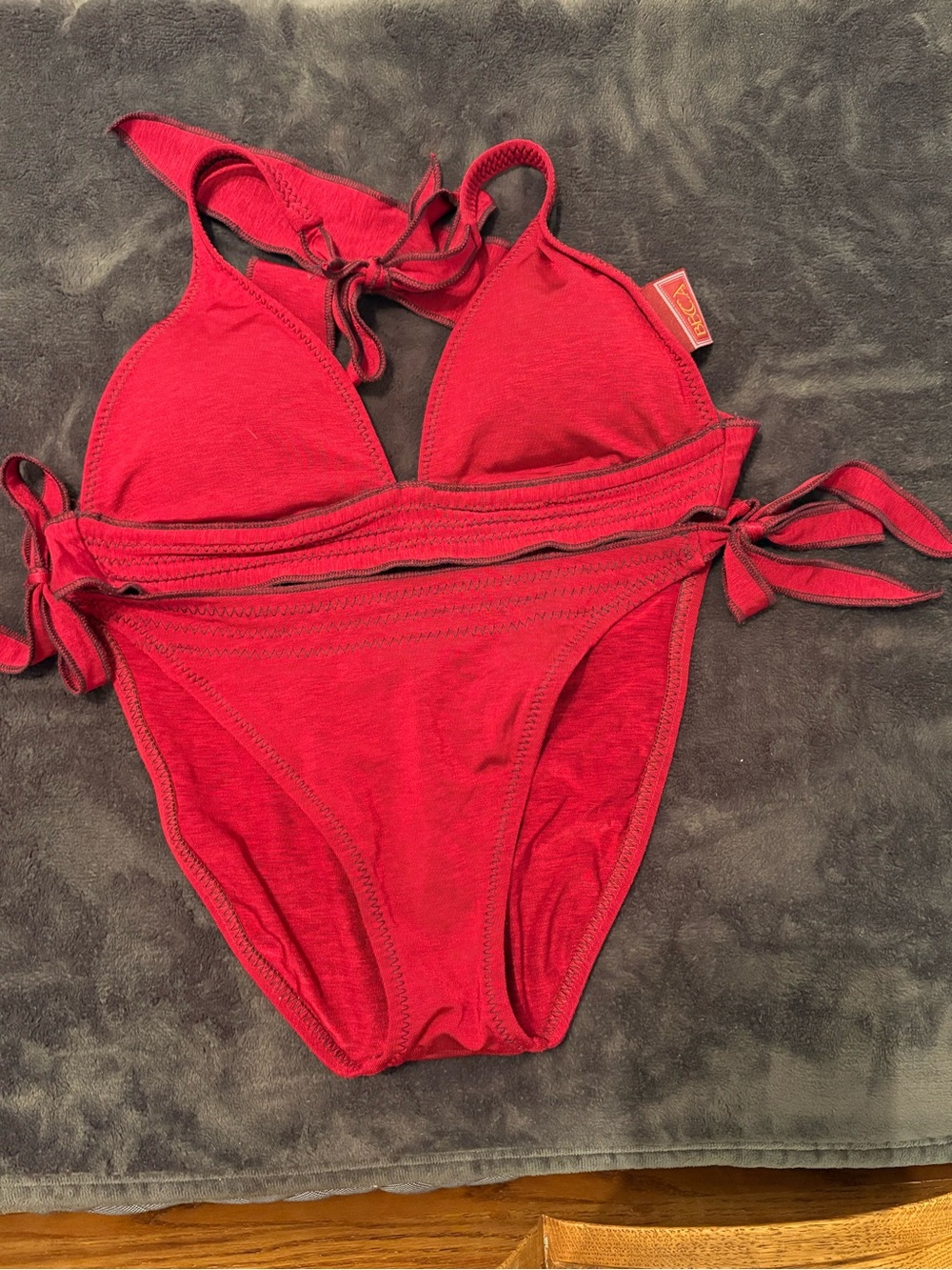 BECCA Red Bikini With Contrasting Stitching